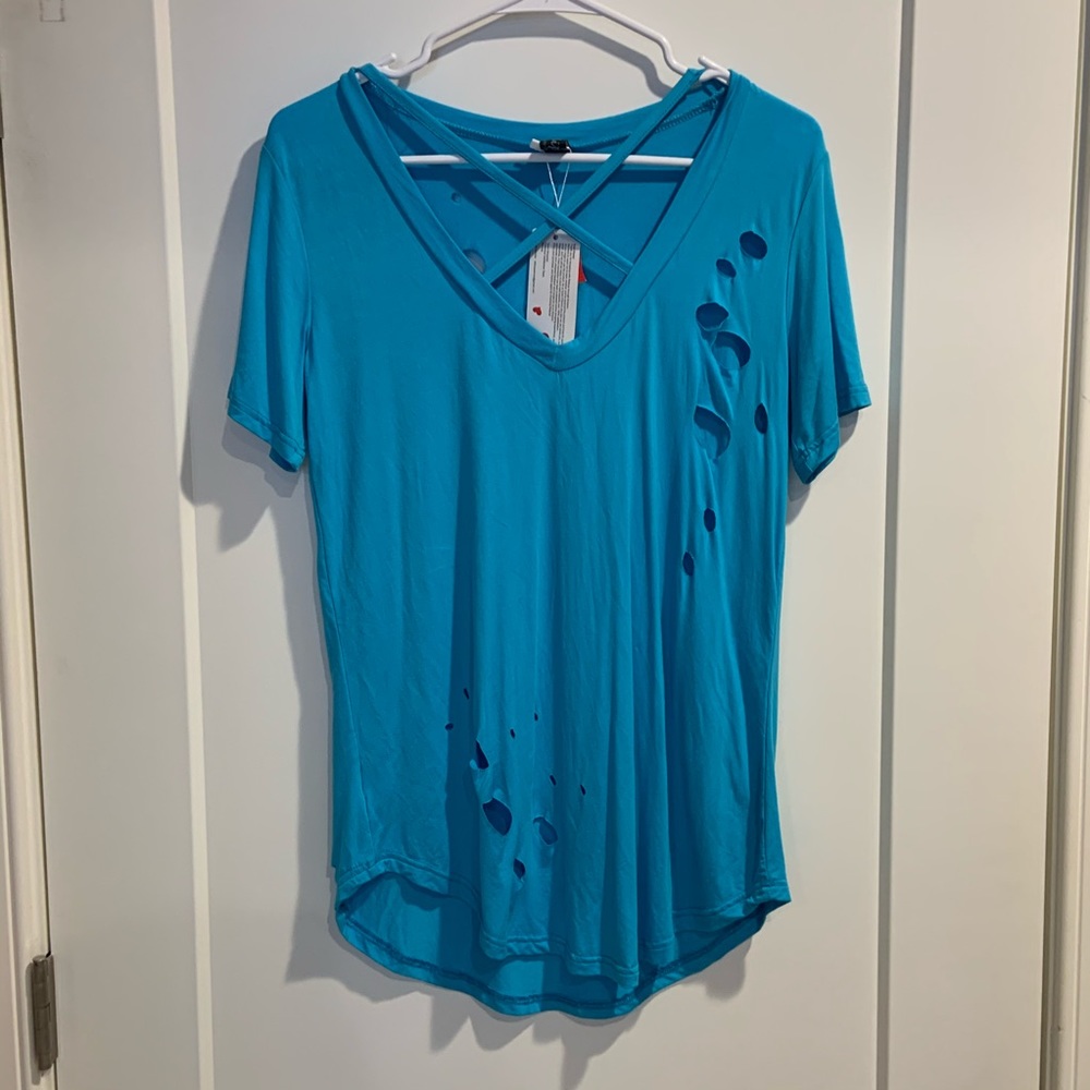 Crisscross T-Shirt with Holes